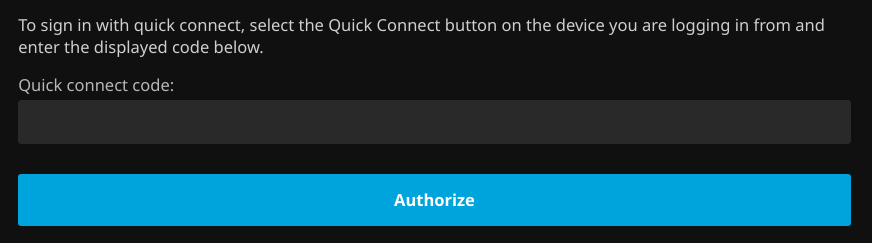 Quick Connect code entry screen